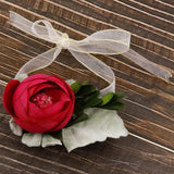 Max Silk Camellia Wrist Corsage Bridal Bracelet Wedding Hand Flower Rose Red