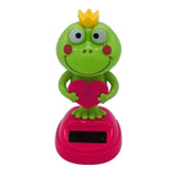 Max Solar Power Ornaments Swing Table Desk Car Decoration Green Frog Pink Heart