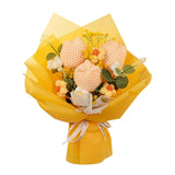 Maxbell Crochet Flower Bouquet Tulips Artificial Flowers for Home Thanksgiving Party Yellow