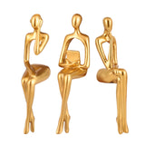 Maxbell 3x Thinking Statues Resin Figurine Collectible Art for Home Decoration