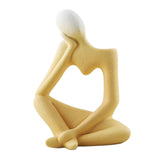Maxbell Thinker Sculpture Ceramic Desktop Figurine Vase Home Shelf Statues Yellow