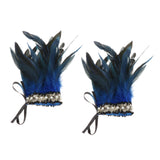 Maxbell Gothic Plush Wrist Cuffs Bracelets Steampunk 1 Pair for Brazil Rave Women blue