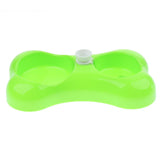 Maxbell Pet Dog Cat Double Bowl Drinking Fountain Plastic Water Food Feeder Green