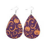 Max Halloween PU Leather Water Drop Teardrop Dangle Drop Earrings Jewelry G