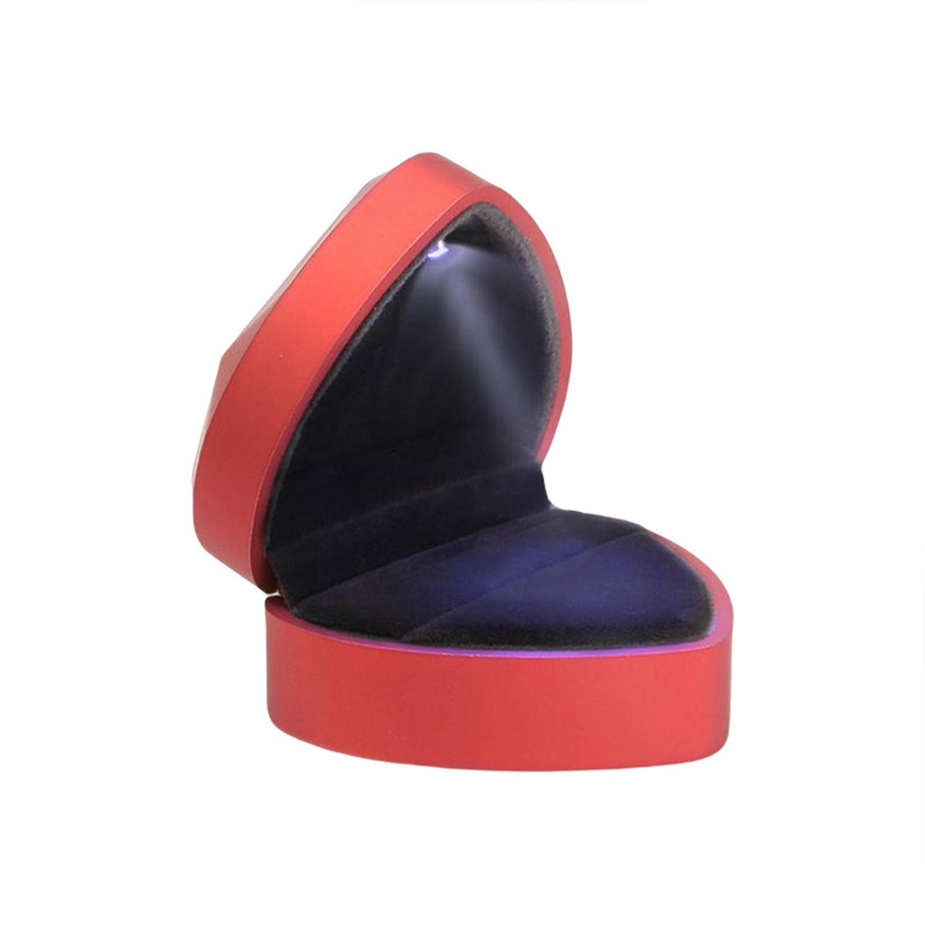 Maxbell Heart Shaped Ring Box with Light Elegant and Luxurious Earring for Wedding Red