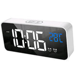Max Multipurpose Full LED HD Mute Bedside Mirror Electronic Alarm Clock White