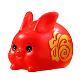 Maxbell Chinese Style Lucky Rabbit Money Bank Bunny Figurines Statue Collectible red