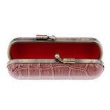 Max Cracked Stone Leather Lipstick Lip Gloss Case Storage Box Holder with Mirror Brown