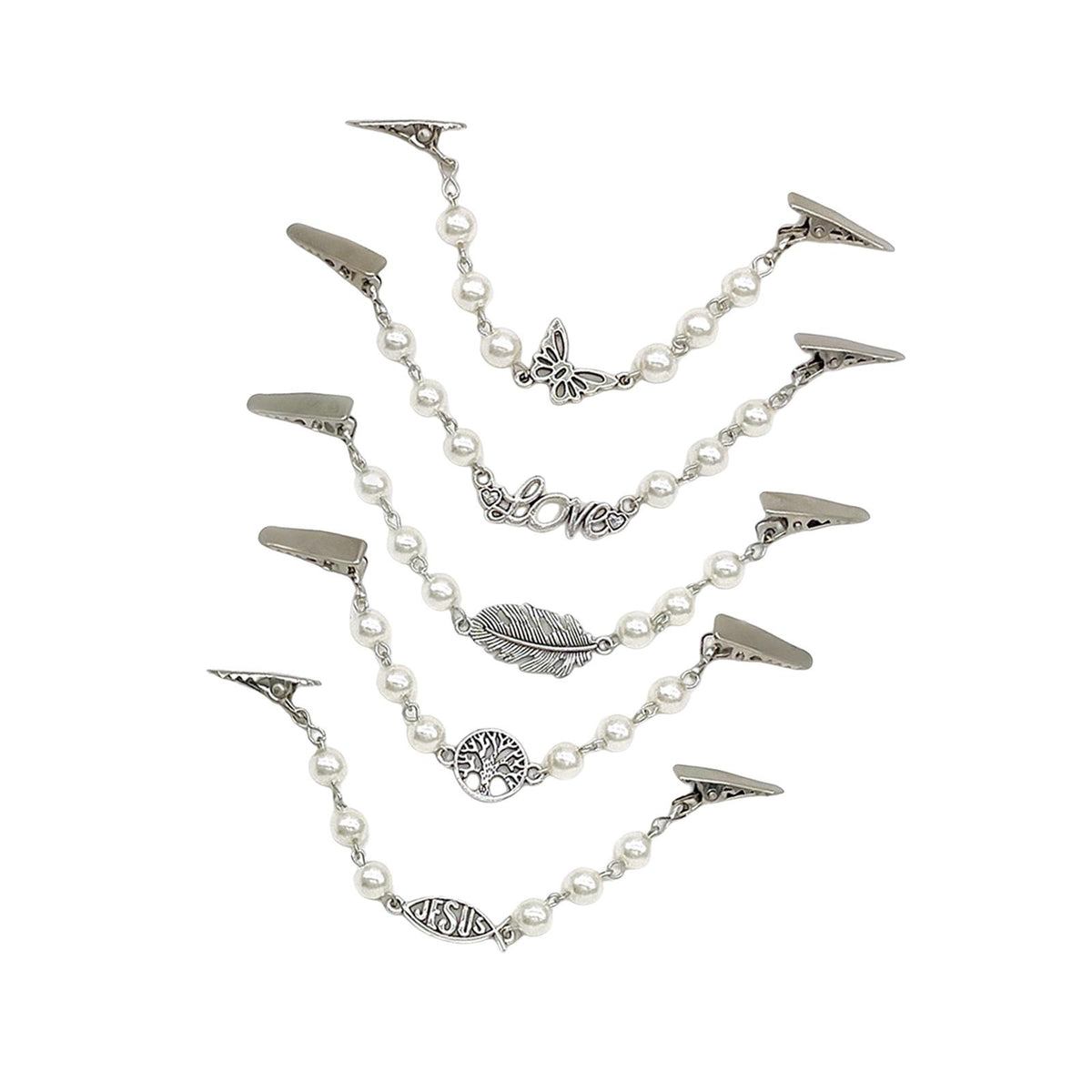 Maxbell 5x Sweater Clips with Chain Chic Cardigan Collar Clips for Girls Women Party