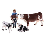 Max Simulation Farm Animal Figures Plastic Farm Animals Toy with Farmer & 4 Cows