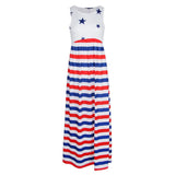 Maxbell Women Casual Stars and Stripes Prints Sleeveless Maxi Tank Dress L Style 1