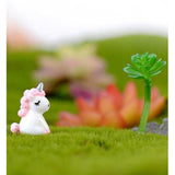 Max 2Pcs Mini Resin Cute Unicorn Statues Miniature Fairy Garden Ornaments Pink