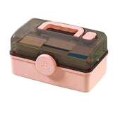 Maxbell Maxbell Multifunctional Medicine Storage Box 3 Tier Fold Tray Lockable for Office Pink