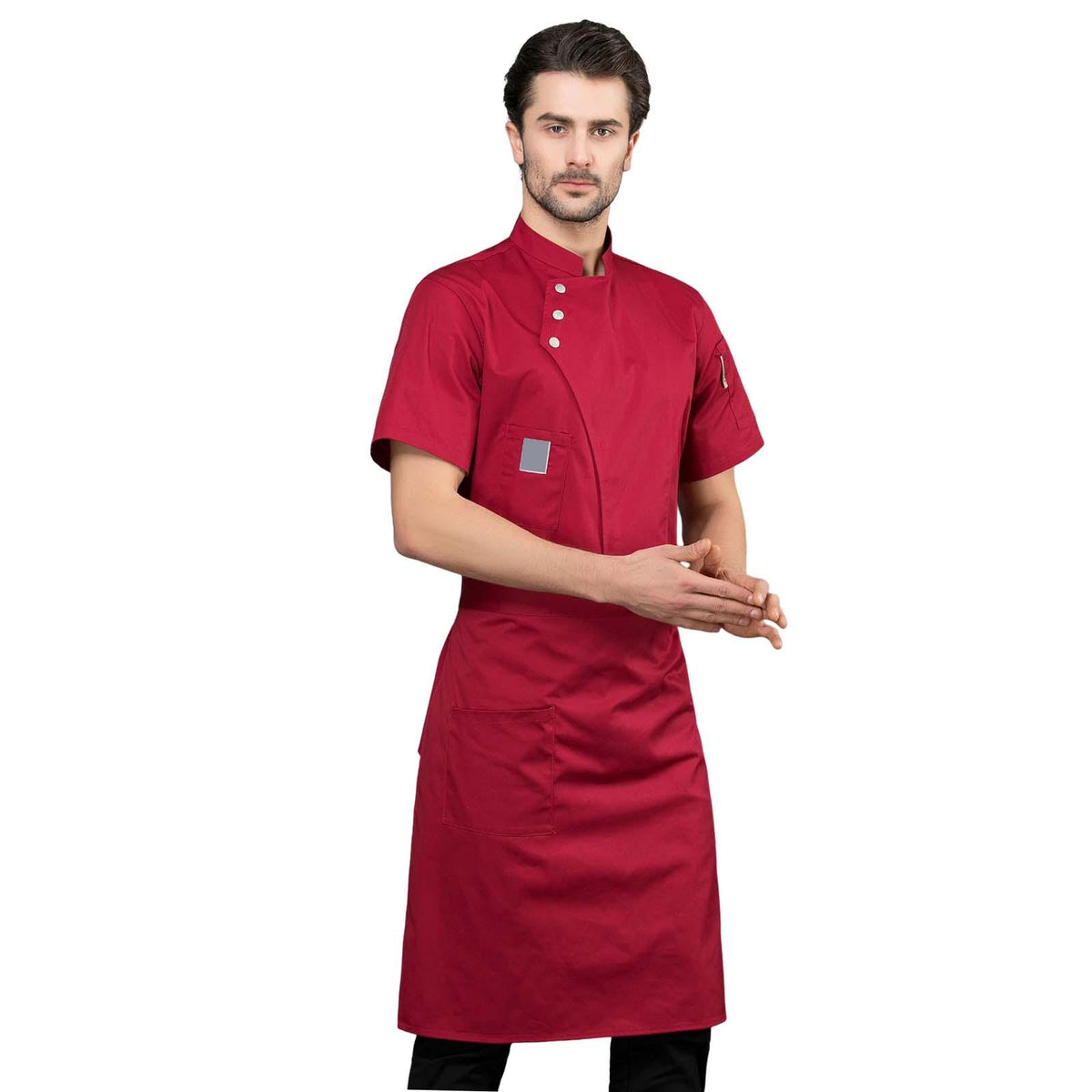 Maxbell Unisex Chef Coat Breathable Waiter Apparel Chef Jacket for Food Service Red XXL