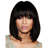 Maxbell Fashion Silky Natural Long Straight Human Hair Cosplay Wig&Bangs For Ladies