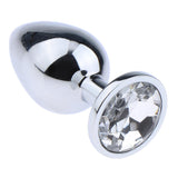 Maxbell Fashion Crystal Metal Backyard Plug Anal Sex Toy Vaginal Massager L White