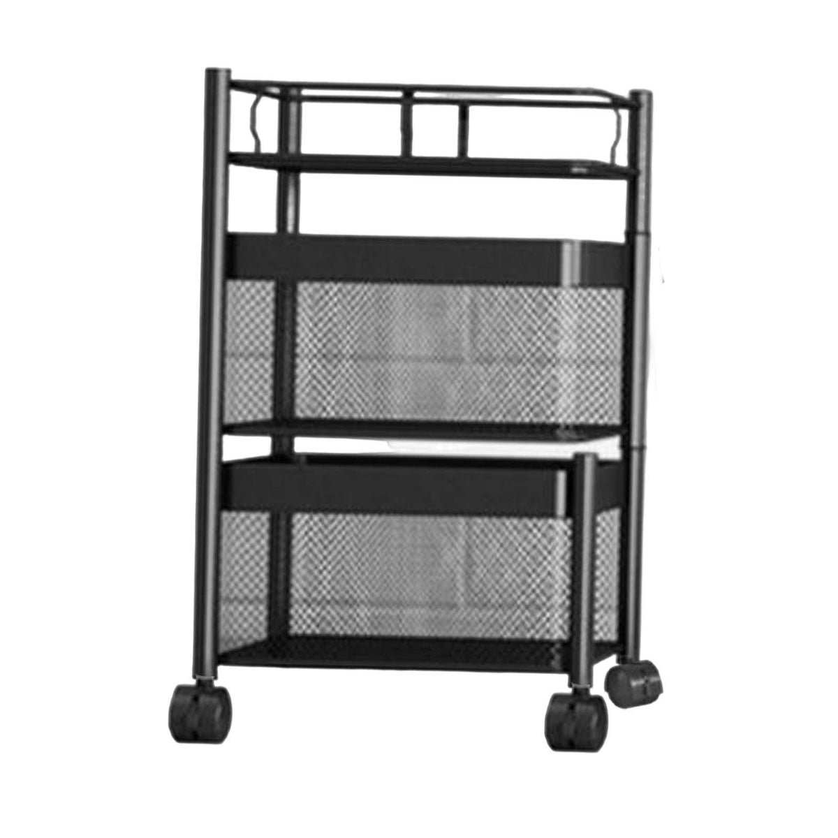 Maxbell Storage Trolley Bathroom Storage Shelves Rolling Cart Kitchen 2 Tiers and Black