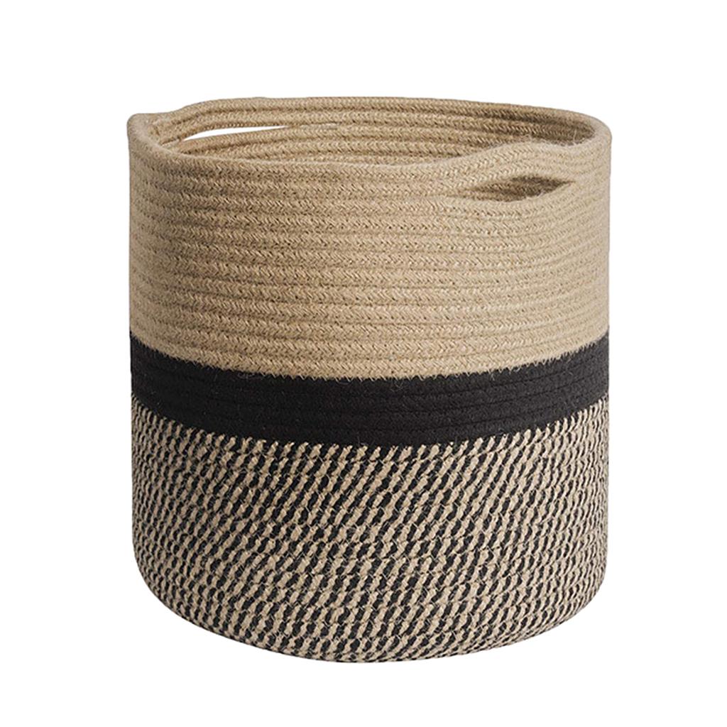 Maxbell Basket Hangers Rope Woven Decorative Dirty Clothes Basket Laundry Basket black25cm