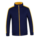 Max Soft Fleece Jacket Warm Full Zip Work Wear Overcoat Uniform Top Navy+Yellow M