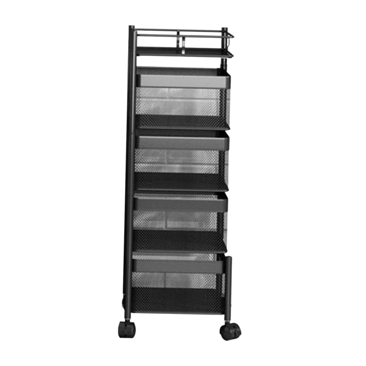 Maxbell Storage Trolley Bathroom Storage Shelves Rolling Cart Kitchen 4 Tiers and Black