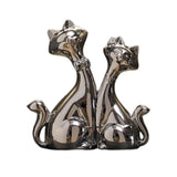 Maxbell Handmade Resin Animal Figurine Ornaments Electroplating Artwork Versatile Cat Couple