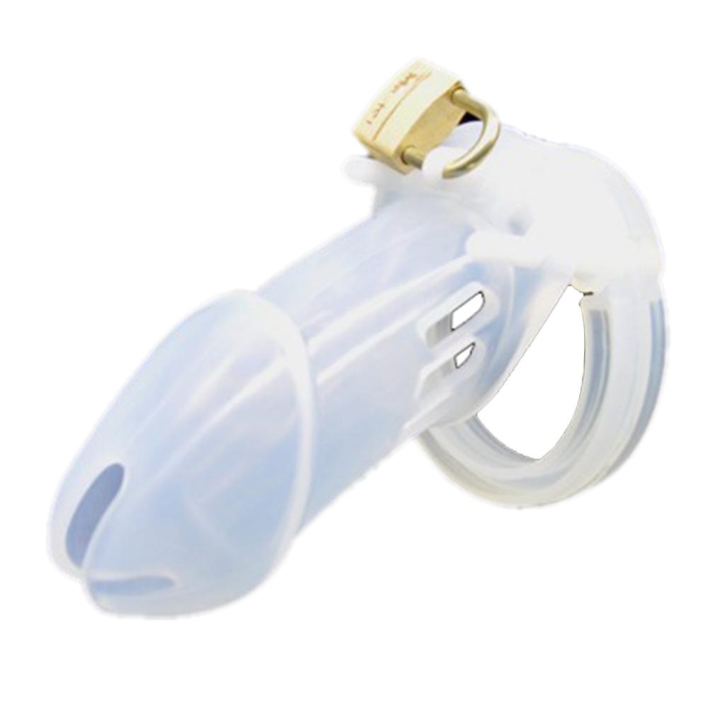 Maxbell Silicone Male Men's Locking Chastity Device Cage w/5 Sizes Rings &Lock Clear