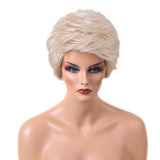 Maxbell 10" Women Daily Wear Costume Party Cosplay Short 100% Real Human Hair Wigs With Cap Heat Resistant Platinum Blonde