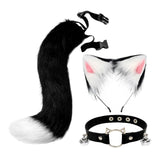 Maxbell Faux Fur Cat Ears and Tail Set Costume Fancy Dress Gift for Stage Shows Black White