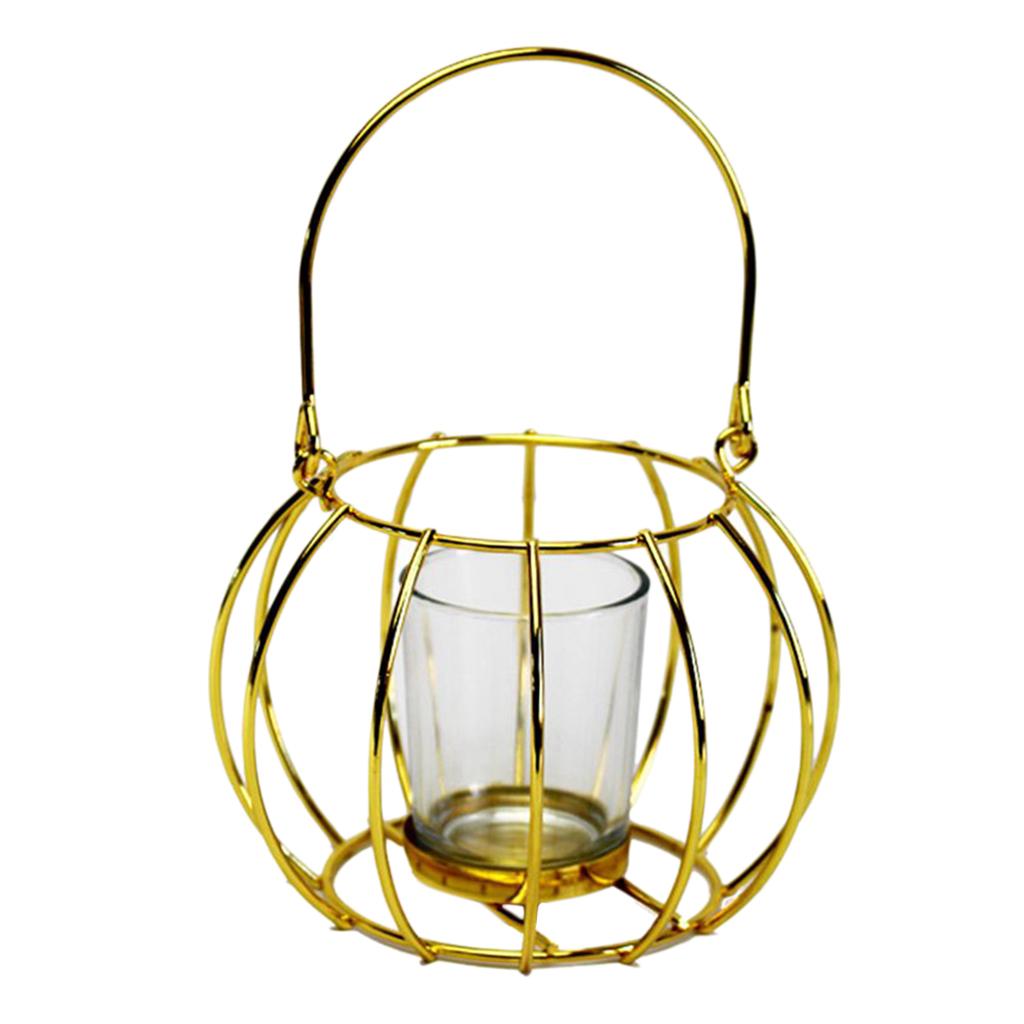 Max Nordic Style Metal Basket Candlestick Candle Holder C_Golden
