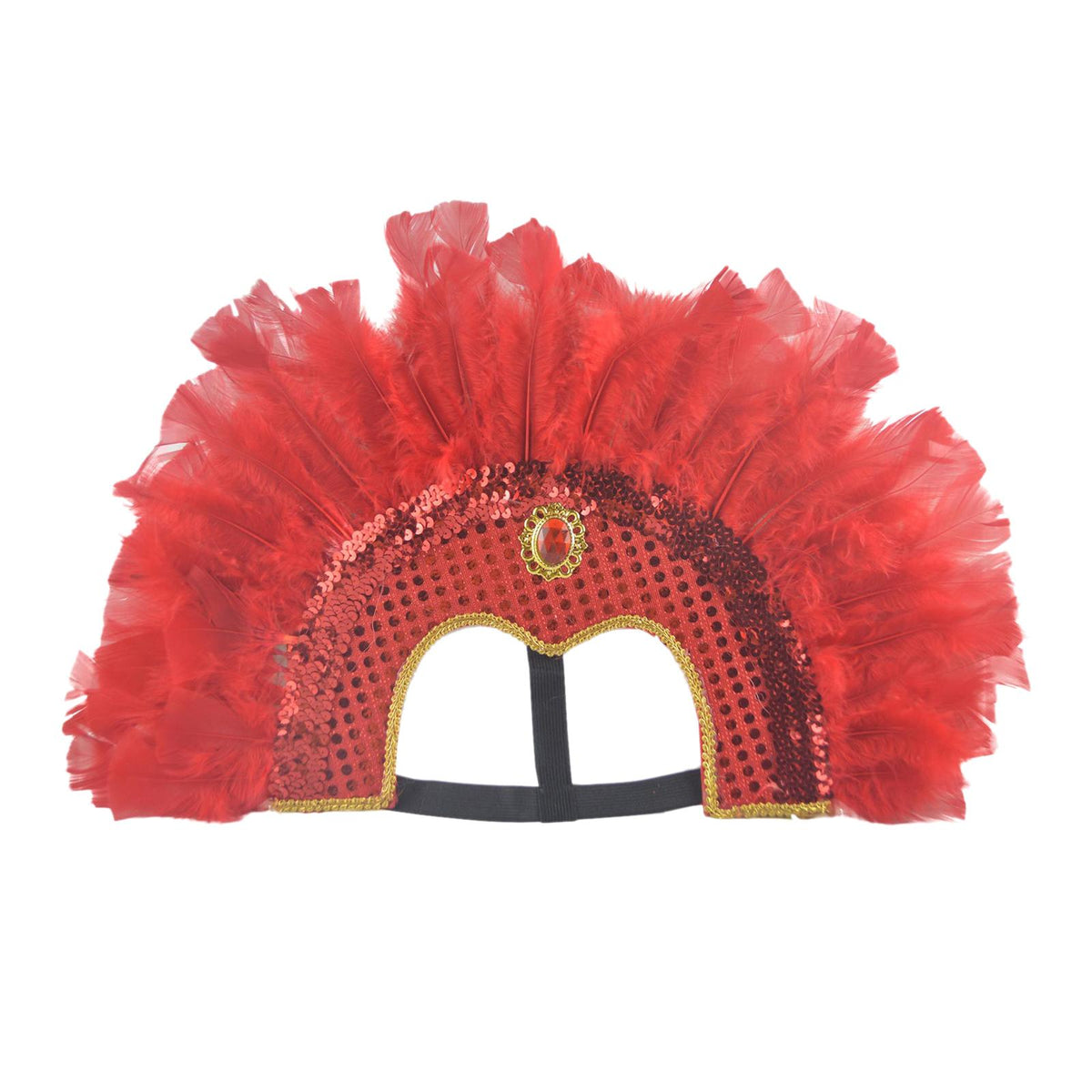 Maxbell Fashion Feather Headdress Art Headpiece for Stage Performance Photo Props Red