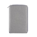 Max Leather Zipper Padfolio with Replaceable Loose-leaf Paper 80 Sheet Grey