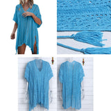 Max Womens V Neck Beach Cover-up Bathing Suit Swimwear Swimsuit Blue