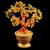 Max 7'' Mini Crystal Money Tree Bonsai Style Lucky Wealth Luck Feng Shui Yellow