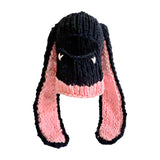 Maxbell Winter Knitted Hat Thermal Face Cover Ear Protection Rabbit Ear Beanie Hats Pink