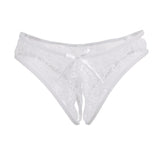 Maxbell Womens Sexy Floral Lace Thong Underwear Crotchless Panties Lingerie White