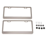 Max Maxb 2 Pieces 2Holes Stainless Steel Polish License Plate Frame and Screws Silver