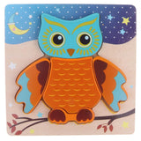 Maxbell Montessori Wooden 3D Animals Jigsaw Puzzle Board Kids Toys Gift Owl