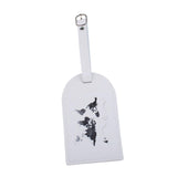 Maxbell Portable Leather Luggage Tag Label ID Card Holder Boarding Tag Pendant White and Silver