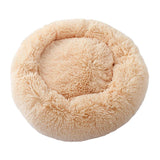 Maxbell Donut Cat Bed Faux Fur Dog Bed Indoor Round Pet Bed Cushion Champagne M