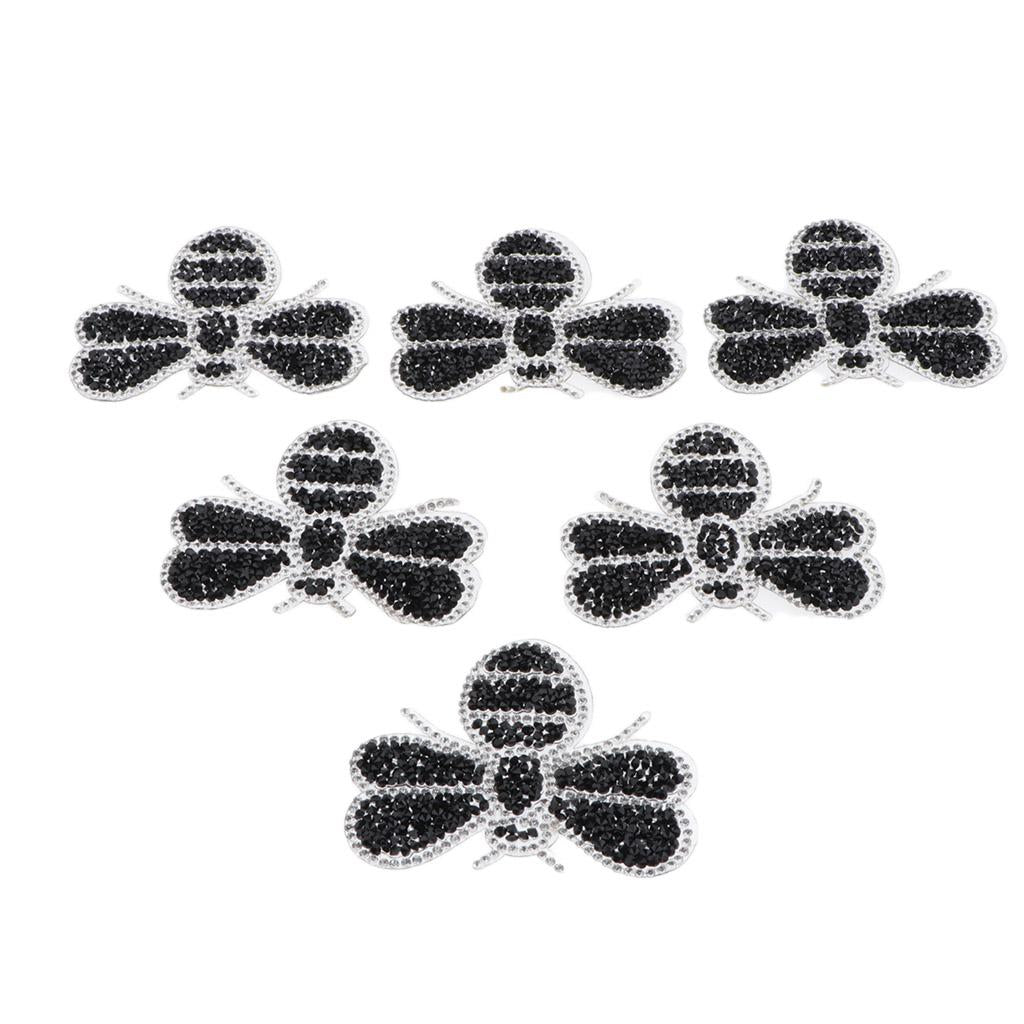 Maxbell 6Pcs Bee Design Iron on Patch for Clothes T-Shirt DIY Badges Applique Black