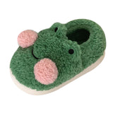 Maxbell Cartoon Women Frog Shape Plush Slippers Non Slip for Home Farmhouse Girls 36-37