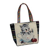 Maxbell Women Canvas Shoulder Bag Vacation Lightweight Shopping Bag Satchel Casual Cat