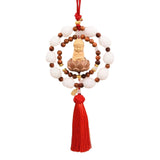 Maxbell Wood Buddha Statue Car Pendant Versatile with Tassel Red Tassel