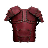 Maxbell Medieval Vest Armor PU Retro W/ Shoulder Guard for Party Role Play Halloween Dark Red