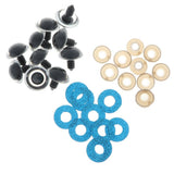 Maxbell 10pcs Plastic Safety Toy Eyes + Glitter Nonwovens + Washer 18mm Blue