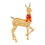 Maxbell Christmas Deer Yard Ornament with Red Bows Glowing for Outside Garden Home Medium