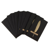 Max 10pcs Handmade Feather Greeting Thank You Cards Wedding Birthday Champagne