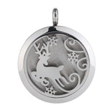 Maxbell Stainless Steel Hollow Round Photo Frame Charms Pendants Fawn