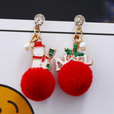 Maxbell Christmas Tree and Santa Claus Snowman Ear Studs Asymmetry Earrings Type2