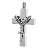 Maxbell Cross Crystal Stainless Steel Urn Cremation Family Keepsake Pendant Dad